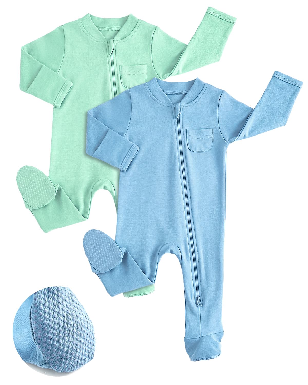 JiAmy Baumwolle Baby Schlafanzug 2er-Pack, Langarm Neugeborene Baby Jungen Mädchen Strampler Babykleidung Bekleidung 0-12 Monate