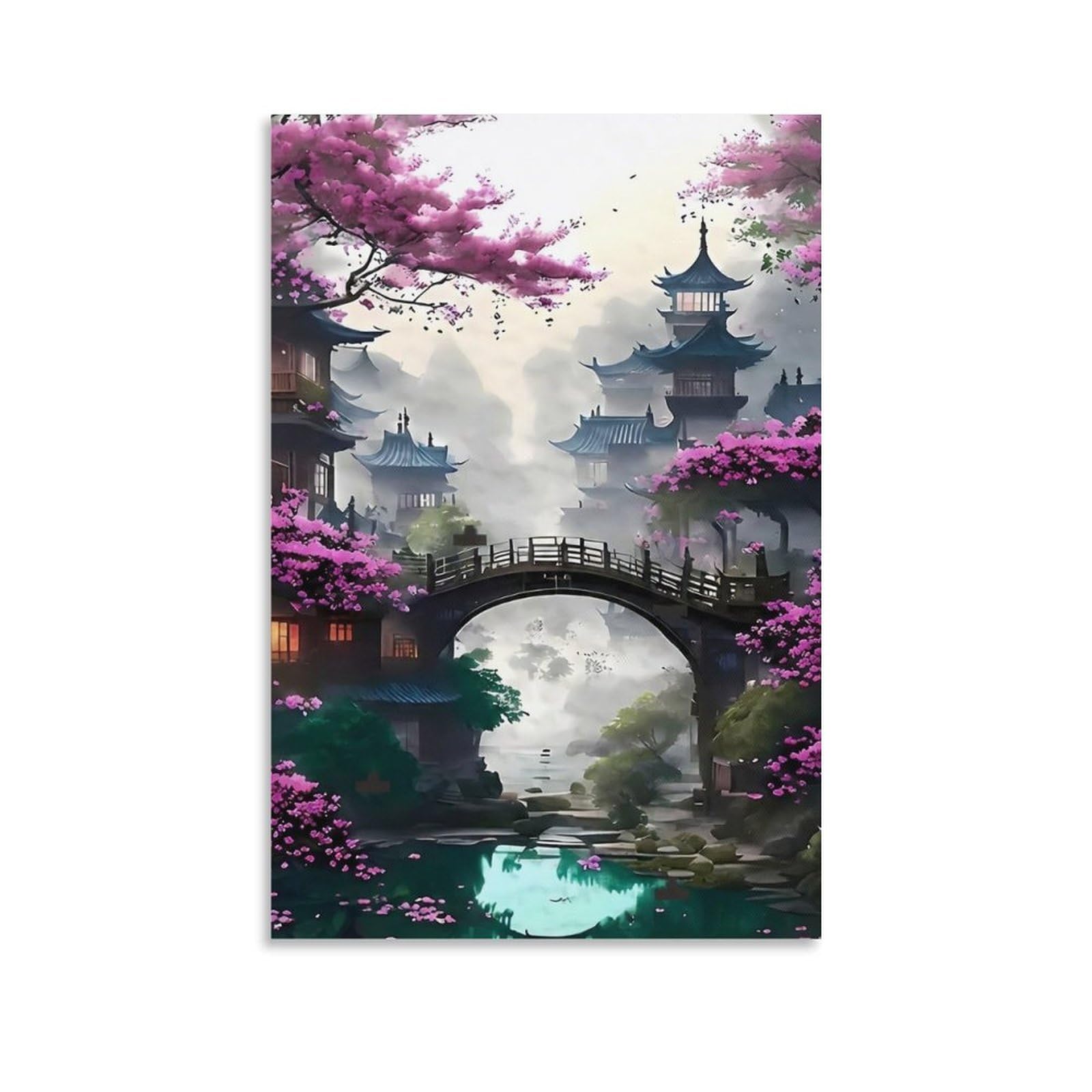 DHBANEIOK Eastern Fantasy Landscape_1 Wall Decor Poster Giclee Canvas Prints Modern Wall Art Picture Wall Hanging for Bedroom Living Room Decor 24x36inch(60x90cm)