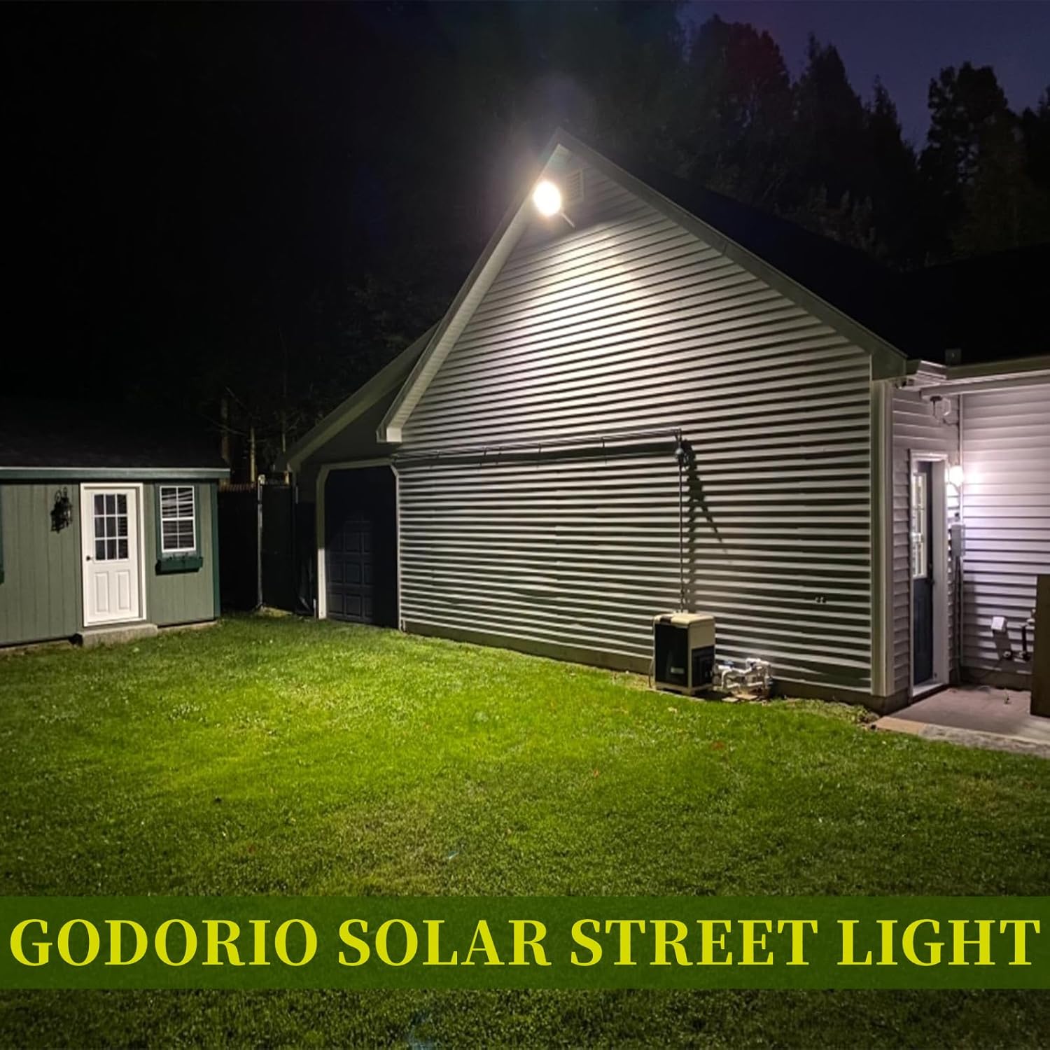GODORIO Outdoor Solar Street Lights 4 Pack 279 Parking Lot Lights, Waterproof Wall Light with 3 Modes for Garden, Yard, Garage, Patio