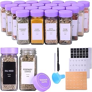24 Glass Spice Jars with Labels,Spice Jar Set,4oz Spice Containers,Seaso...