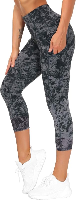 THE GYM PEOPLE Leggings de entrenamiento con pantalones de yoga capris de cintura alta y gruesa para mujer | Control de abdomen, bolsillos laterales profundos, a prueba de sentadillas, bolsillo oculto en la cintura, costuras planas, correr, yoga, entrenamiento, atletismo