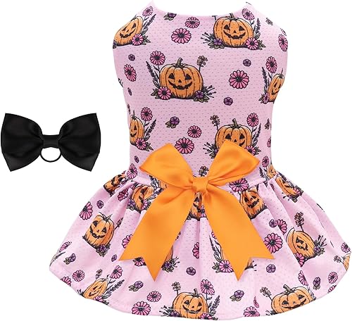 CuteBone Vestido de malla para perro, vestido de Halloween para cachorros, traje de verano para mascotas, moda de verano para perros pequeños, ropa