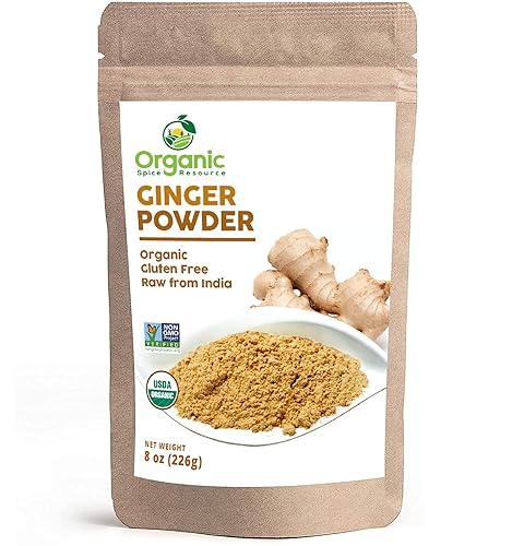 Organic Ginger Powder | 8 oz (226g) | USDA Organics and Non-GMO Verified Project Approved | Product of India | 100% Raw and Natural | Resealable Bag