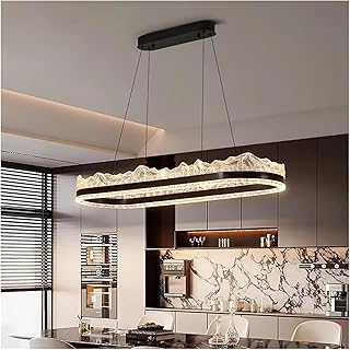 Luxury Crystal Pendant Lights for Home Decoration, Living Room Chaner, Dining Room Pendant Lamp, Modern Ceiling Light Fixture, Indoor Lighting for Living Spaces(RC Remote dimming,Black 100cm) (Wa