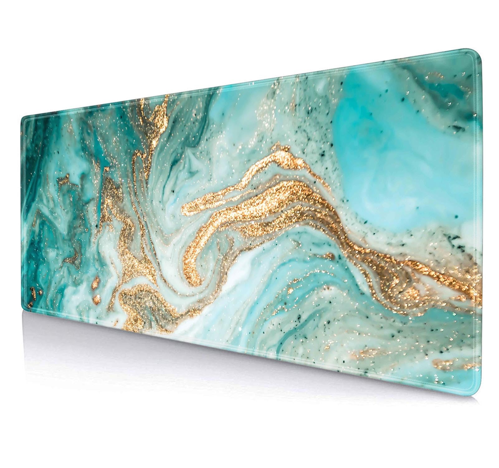 SXCKANG Large Mouse Pad, Extended Gaming Mousepad with Stitched Edges Rubber Base, Modern Teal Keyboard Mouse Mat Desk Pad for Work, Office, Home,