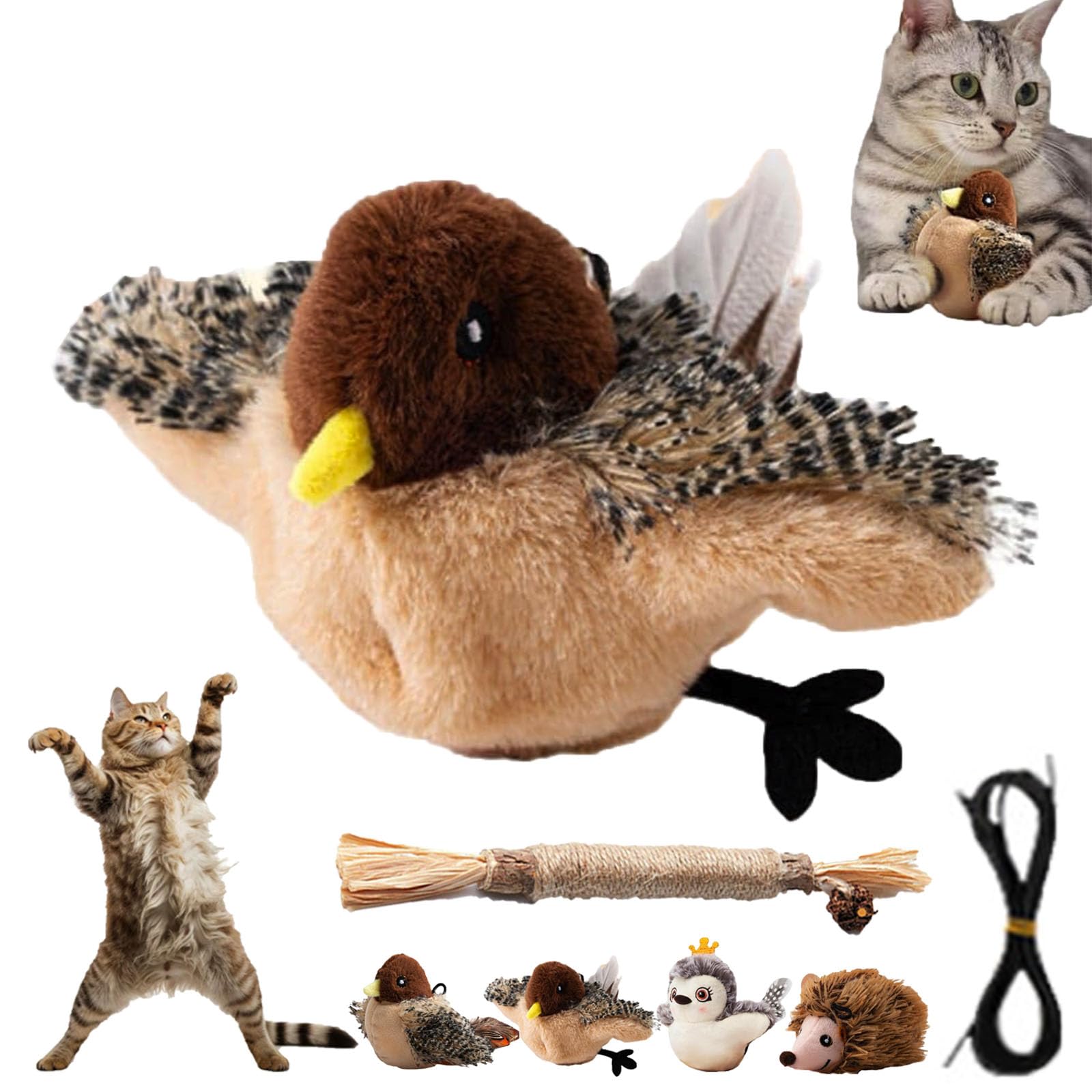 Yiffany Featherfun Flyer, Outfany FeatherFun Flyer, PetsBoro FeatherFun Flyer, Flapping Bird Cat Toy, Flapping Bird Cat Toy Flying, Flapping Bird Cat Toys for Indoor Cats, Srealistic (Regular-A)