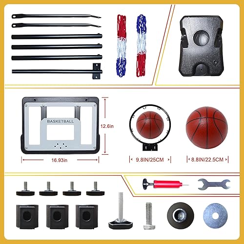 Miniatura 6 de Aro de baloncesto para niños para jugar en interiores y exteriores, altura ajustable de 2.9 a 6.2 pies, aro de baloncesto para niños, juguetes