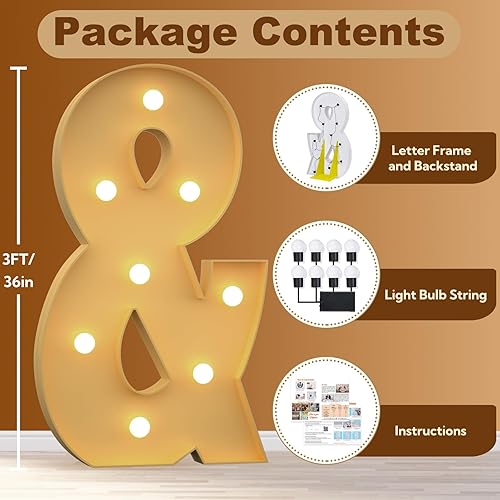 Miniatura 3 de Letras iluminadas de marquesina de 3 pies, letras grandes de marquesina, letras gigantes para baby shower, fiesta de cumpleaños, decoración de