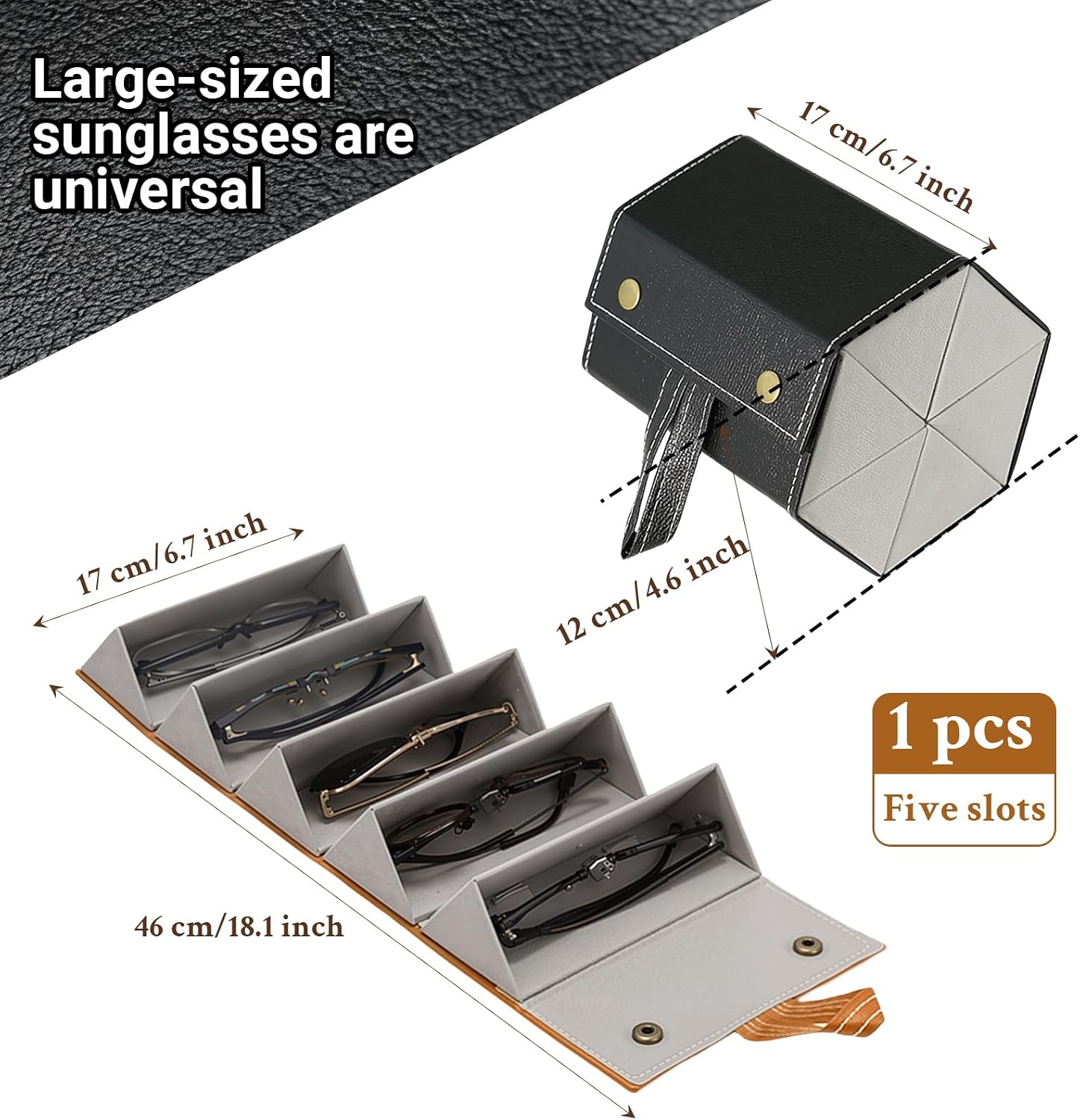 Travel Sunglasses Organizer 4 Slot, Travel Glasses Case Multiple Pairs, PU Leather Sunglasses Holder for Men Women