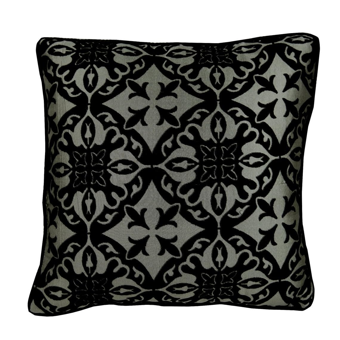 The HomeCentric Black Cushion Cover, 60x60 Burnout Velvet Cushion Square Damask Decorative Cushions Cover Tribal Theme Cushion, Black Cushion Covers Pack of 2, 60x60 cm (24"x24") - Timeless History โ image 1