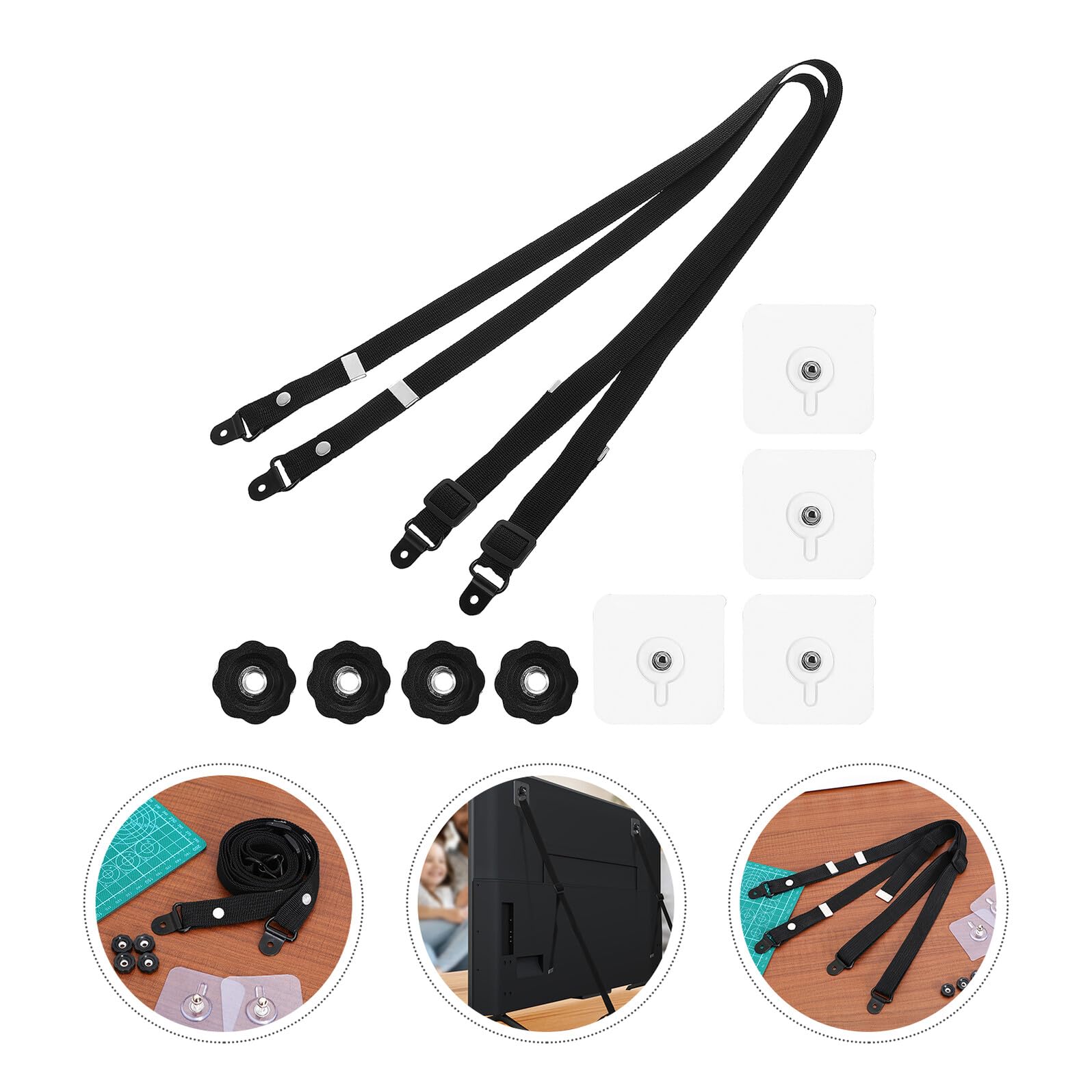 6 Piezas Correas de Seguridad para Muebles Ajustables Cintas Antivuelco para Tv y Gabinetes Anclajes para Protección Infantil Previenen Caídas de Televisores y Cómodas