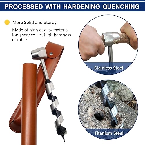 Miniatura 5 de 1 taladro de mano de 10 pulgadas, taladro de mano hexagonal integrado para soldadura, llave de taladro manual para bushcraft, taladro manual de ojo