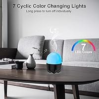 Vista 5 de Difusor inalámbrico, difusor a pilas para aceites esenciales, humidificador de aire de aromaterapia portátil recargable con 7 luces que cambian