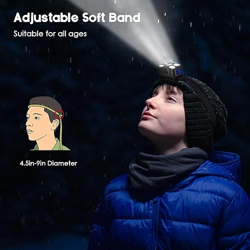 Miniatura 7 de Linterna frontal recargable, paquete de 2 faros delanteros brillantes de 2500 lúmenes, 5 LED, 14 modos de luz roja con sensor de movimiento