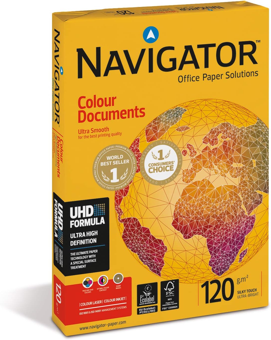 Navigator Colour Documents Paper Ultra Smooth 120gsm 500 Sheets per Ream A3 White - (1 Ream)