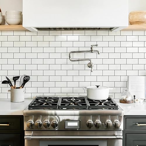 Vista 62 de STICKGOO 10 hojas de azulejos de metro para despegar y pegar, azulejos de pared para salpicaduras de cocina, azulejos de pared de PVC para Pizarra