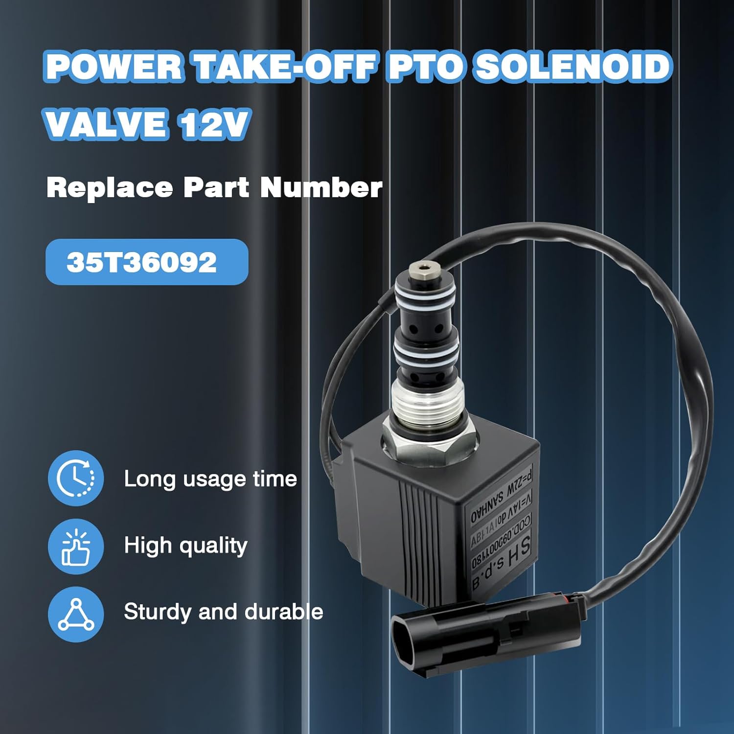 Power Take-Off PTO Solenoid Valve 12V Compatible With Muncie Dump Truck CS20/CS21 Series Replace for 35T36092