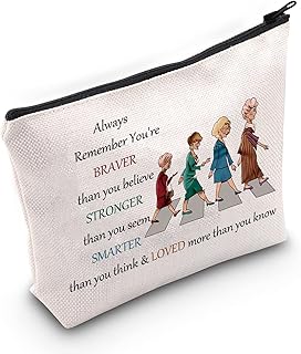 LEVLO Golden Inspired Cosmetic Make Up Bag Golden TV Show Fans Gift You Are Braver Stronger Smarter Than You Think Makeup Zipper Pouch Bag For Women Girls, Golden Bag, Large, Make Up Bag