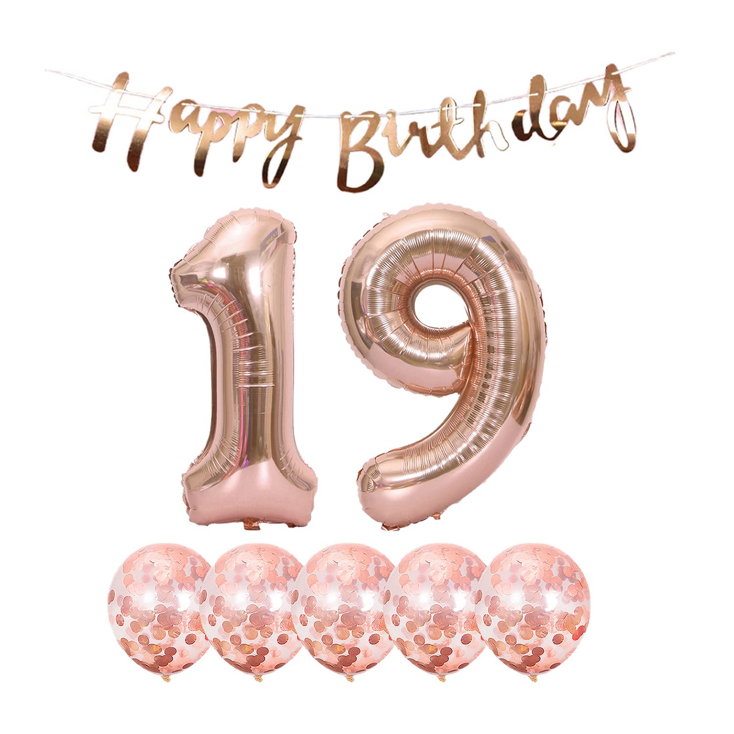 19. Geburtstag Deko-Set In Rosa – Inkl. Riesen-Folienballon 19, Banner, Herzen, Sterne & Latexballons Für Mädchen
