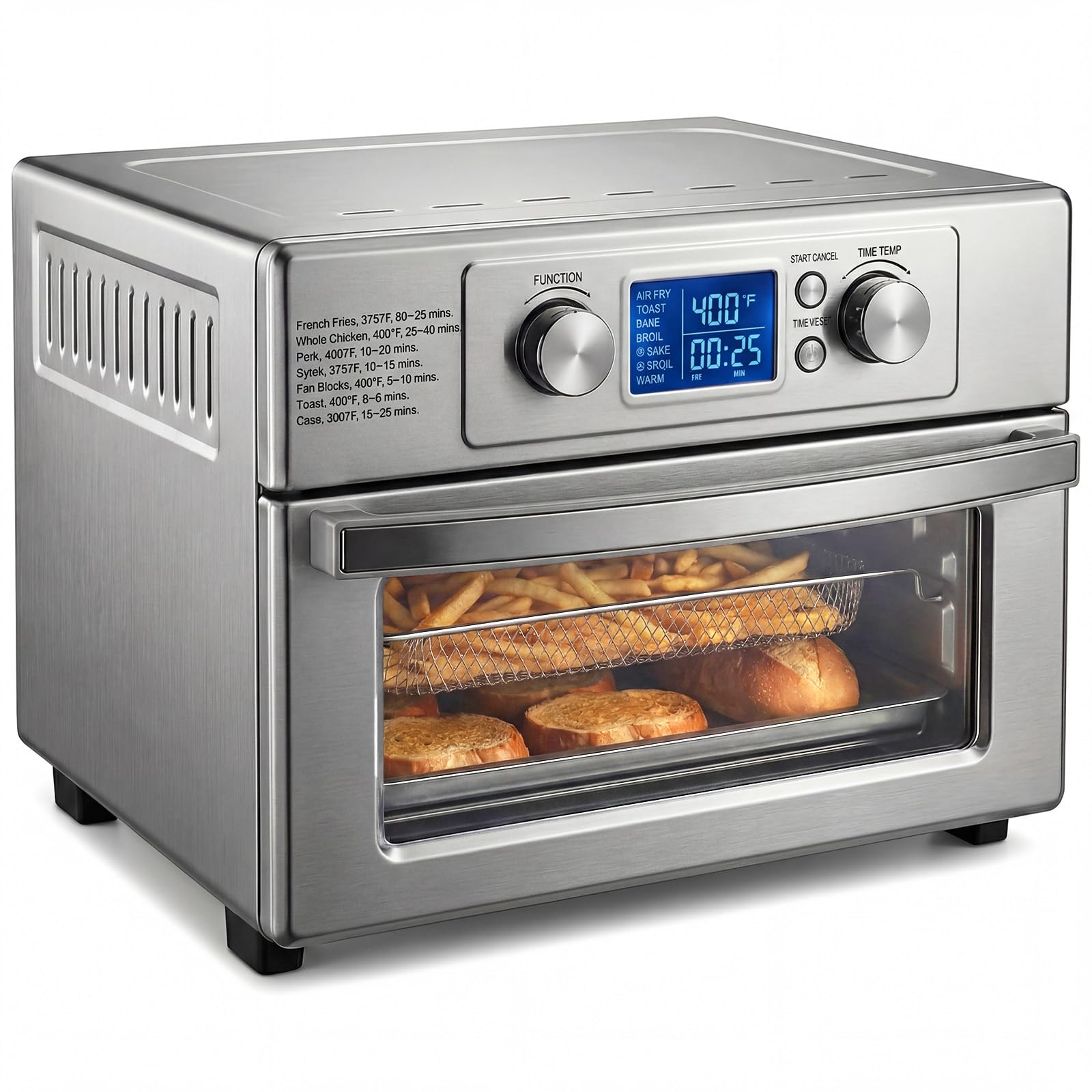NEWBULIG 23QT Smart Touch Air Fryer Toaster Oven, Multi-Function Electrical Air Fryer Oven Combo, 7-IN-1 Steel Countertop Ovens, 1800W Power, 120-Minute Timer, Convection, LCD Display