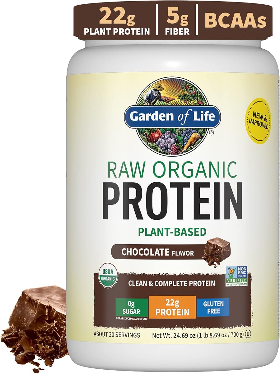 Organic Vegan Vanilla Chai & Chocolate 22g Protein Powders with BCAAs, Probiotics & 1.5 LB