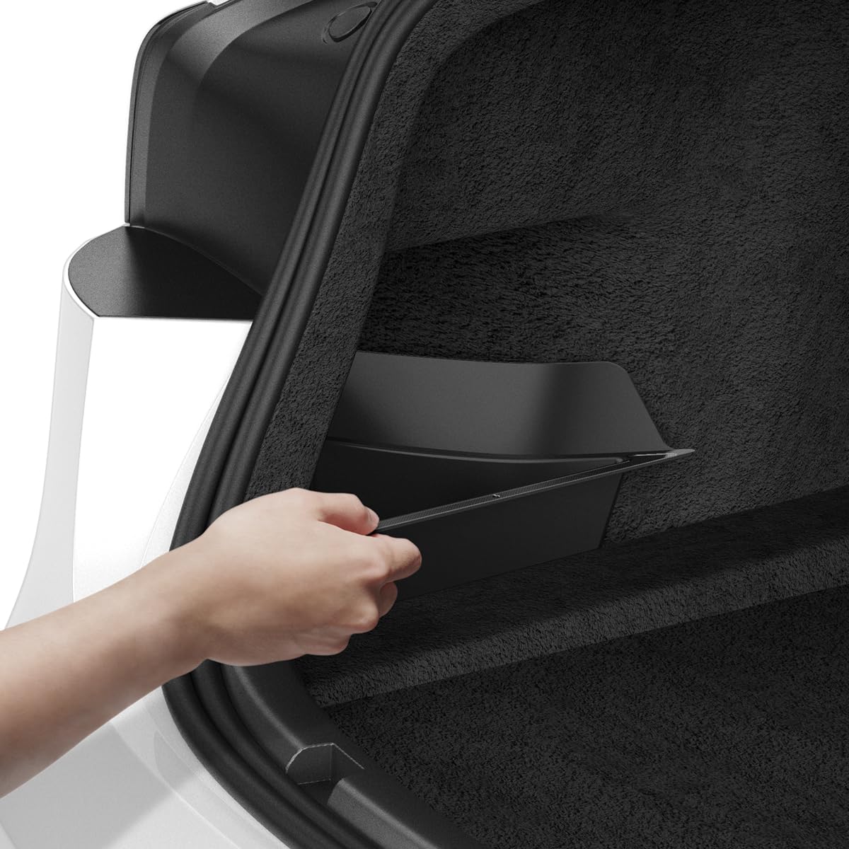 Spigen Tesla Model 3 Highland 2026 Organizador de Maletero de TPE [Paquete de 2] Rayas Antideslizante, Caja de Espacio de Almacenamiento, Diseñado para Accesorios Tesla Model 3