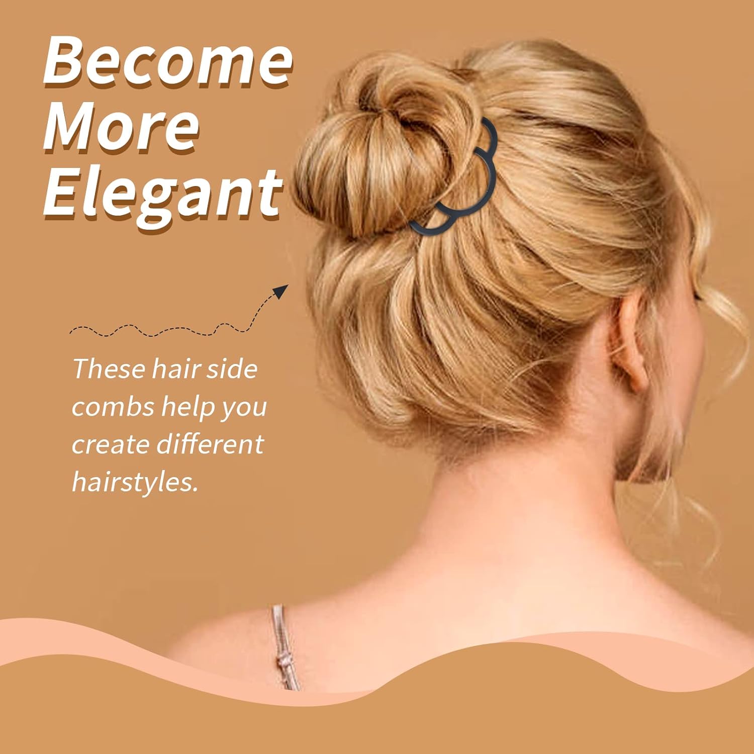 inSowni 12 Pack Smooth Black Metal Hair Side Combs U-shaped Hair Pins Hair Sticks Forks French Twist Bun Updo Hair Style Tools Accessories for Women Girls - Image 3