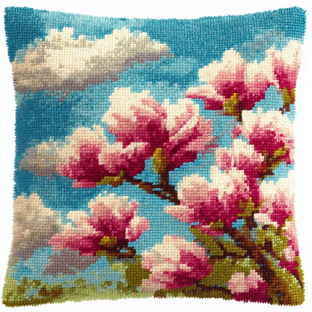 AxiangziK Latch Hook Pillow Kit,Magnolia