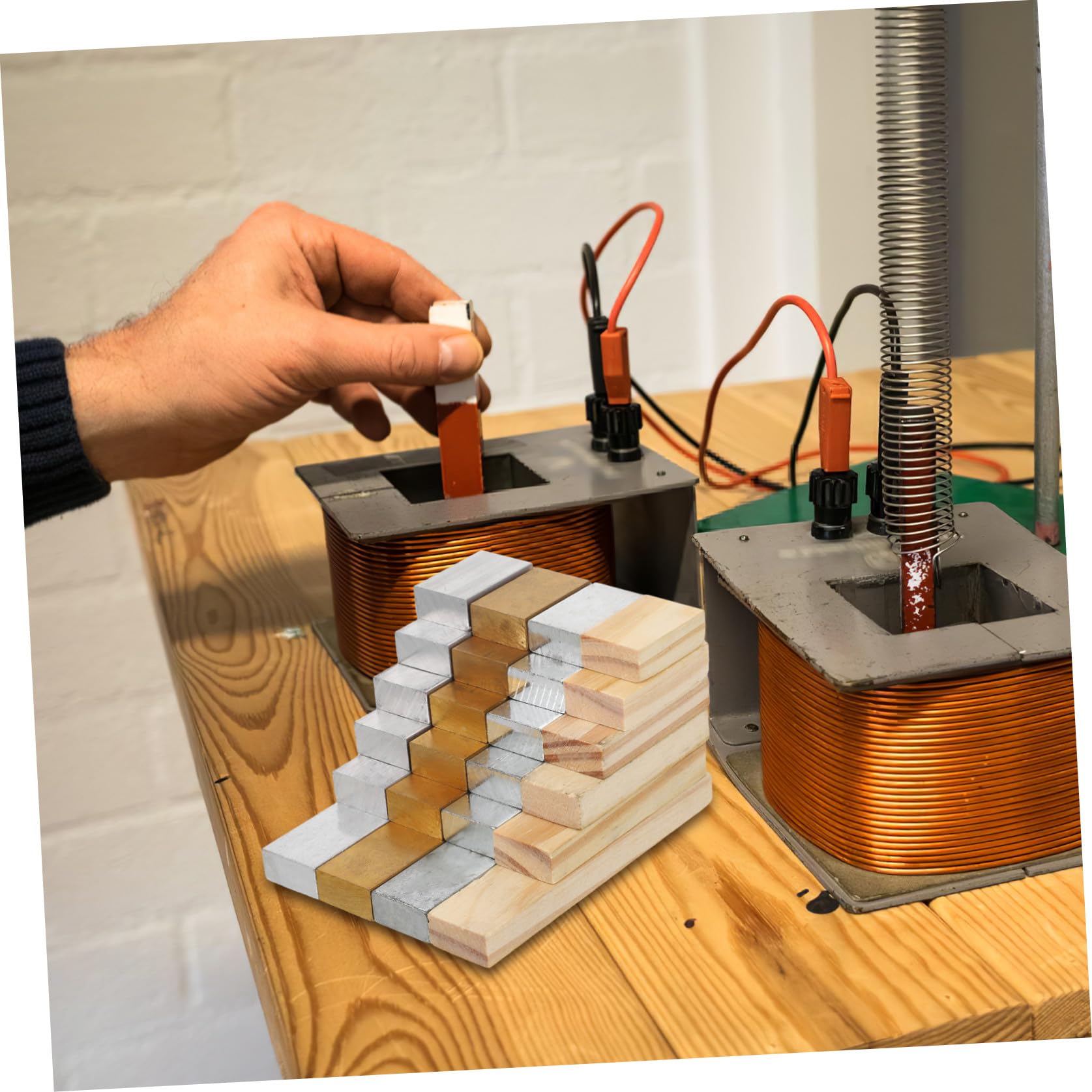 Bloques de Densidad para Laboratorio de Ciencias Kit Educativo de 24 Piezas Rectangulares Multimateriales Hierro Aluminio y Madera Tamaño Uniforme para Experimentos Precisos