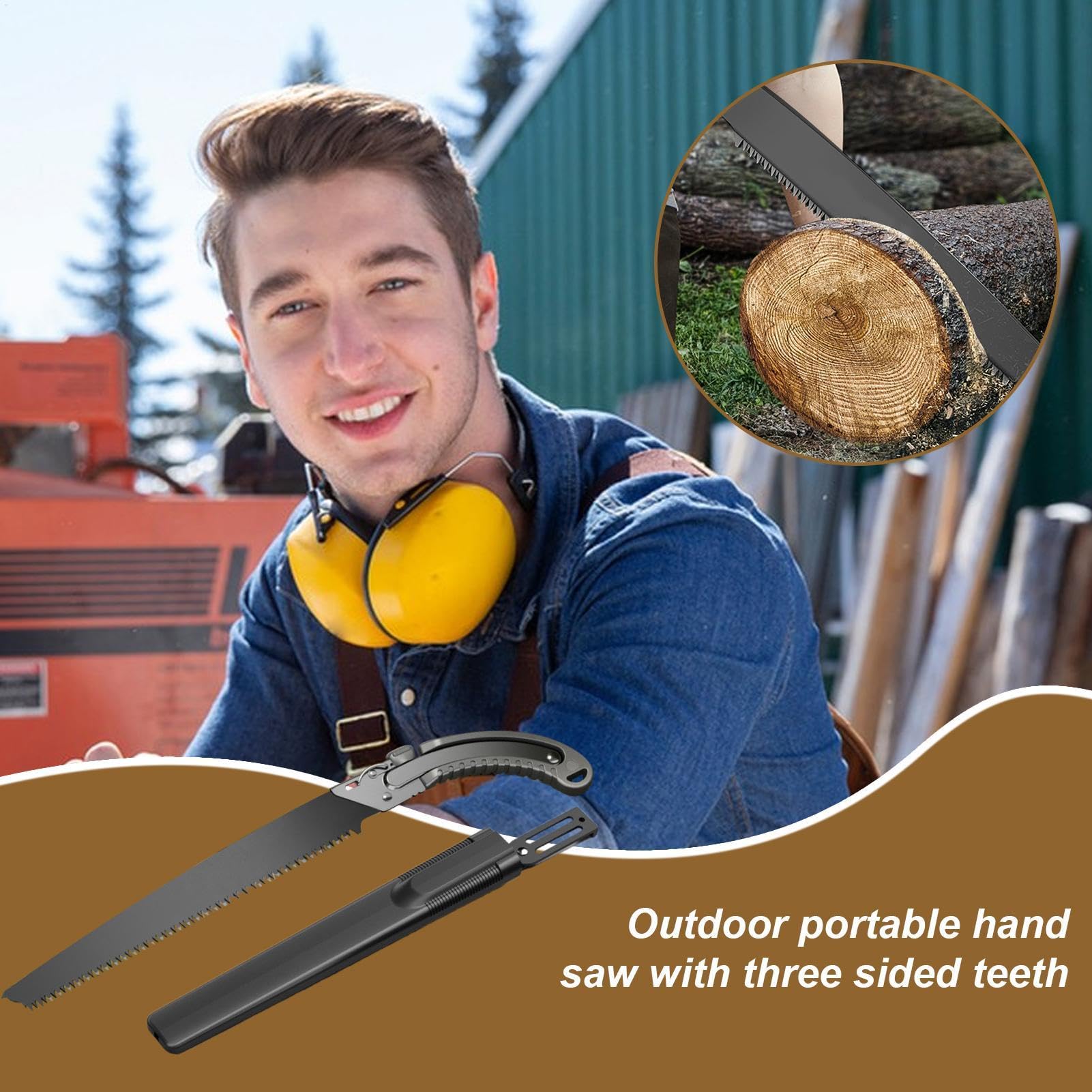 Sierra de mano para cortar árboles Sierra de mano robusta multiusos para | Herramienta de corte para madera Herramientas de carpintería para poda y tala, cortador de árboles versátil y