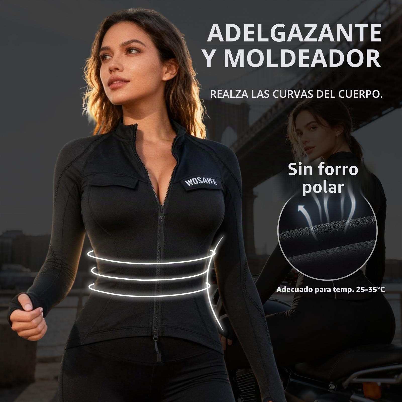 WOSAWE Chaqueta de moto para mujer, ajustada, con equipo de protección CE Armour