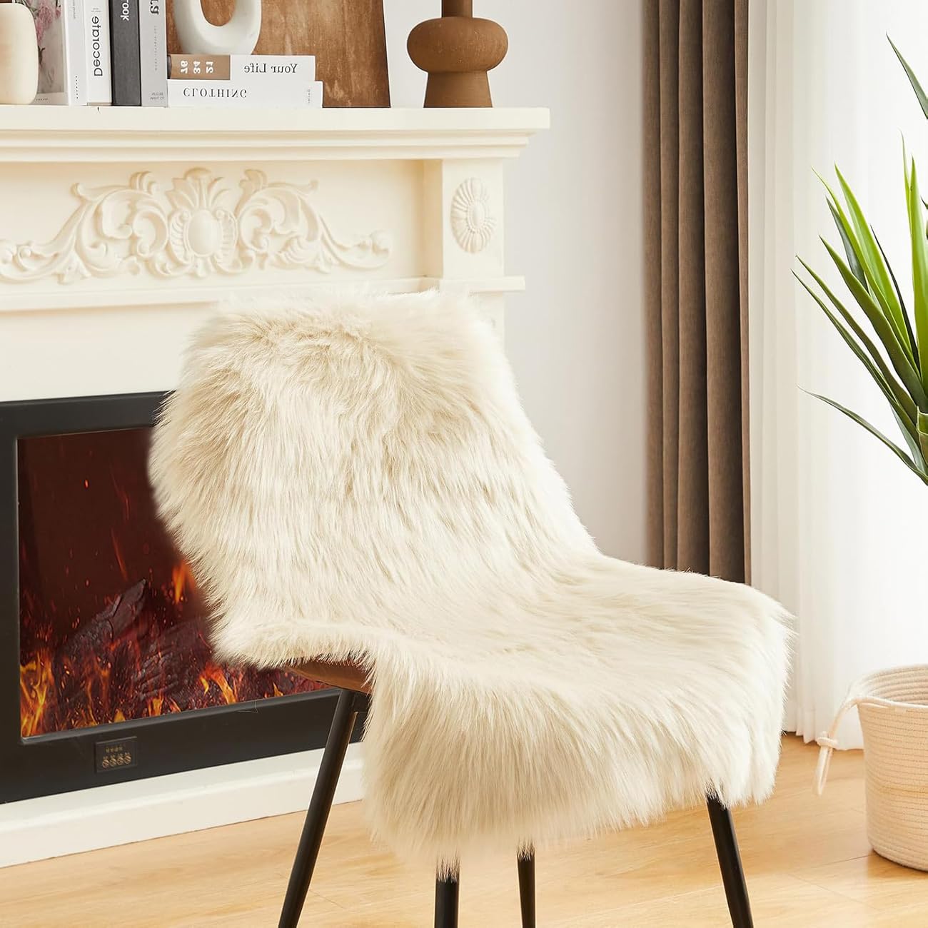 JXLOULAN Soft Fluffy Faux Sheepskin Rugs Beige 60x90 cm Faux Fur Area Rugs for Bedrooms Living Room Kids Rooms Décor — image 1