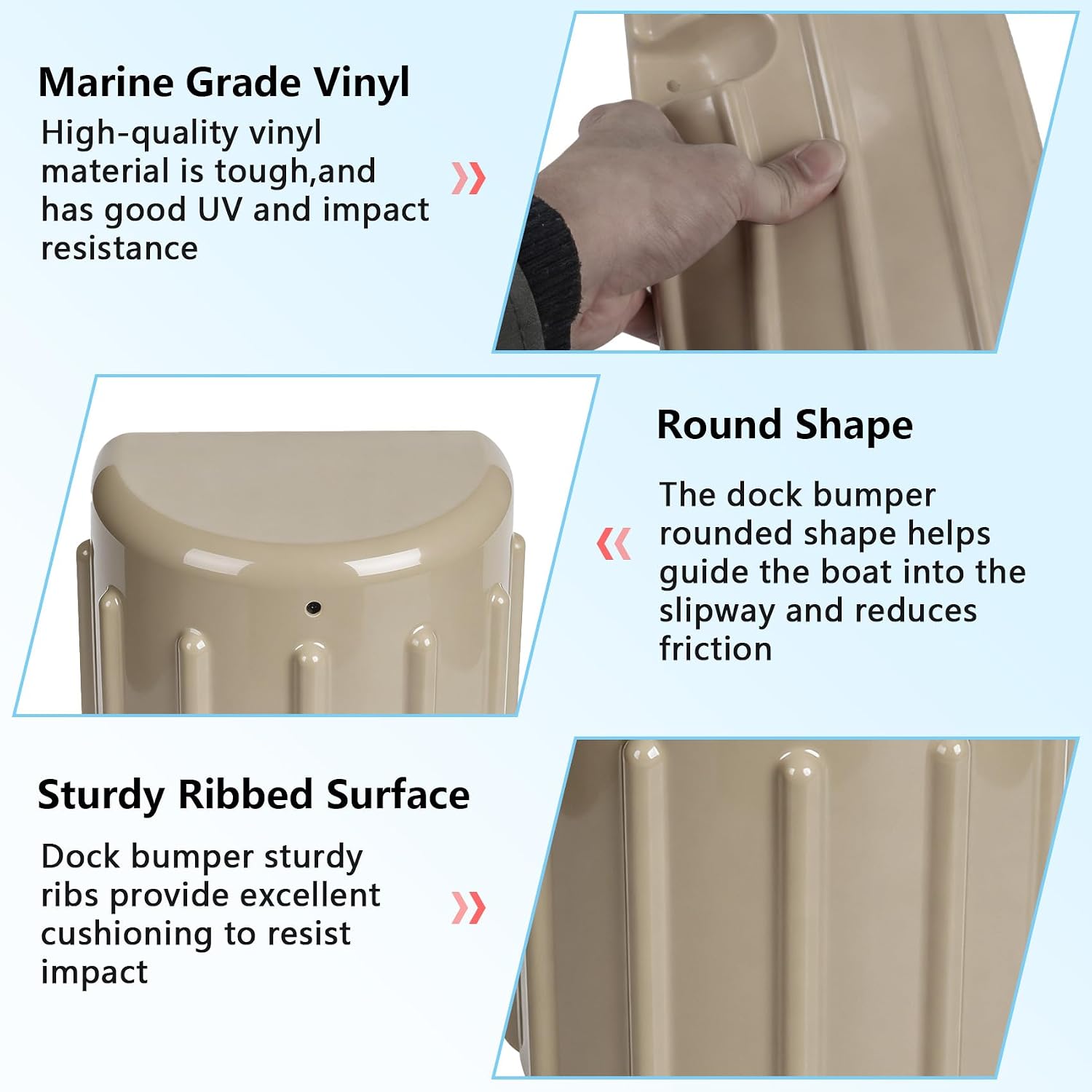 Dock Bumpers,Dock Fenders Bumper,Marine Boat Dock Bumpers,Inflatable Dock Protection for Docking Includes Mounting Hardware（White/Black/Grey）