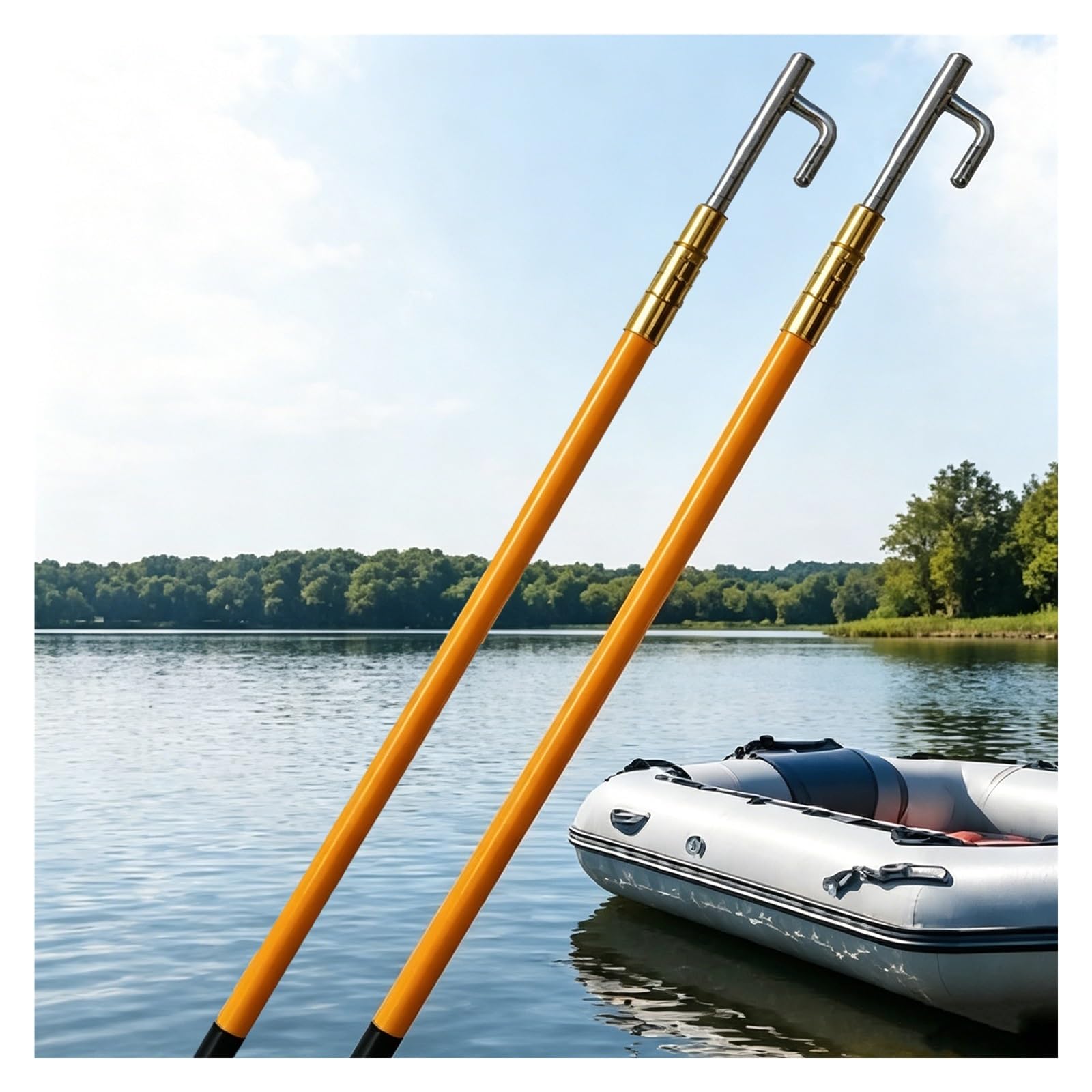 DJPHOFS 1 2 3 Piece Boat Hooks for Docking Telescoping Floating, High Strength Extension Pole with Hook On End, Waterproof Dock Rods for Boat Docking(2 set,5m/16.4ft/196.9in)