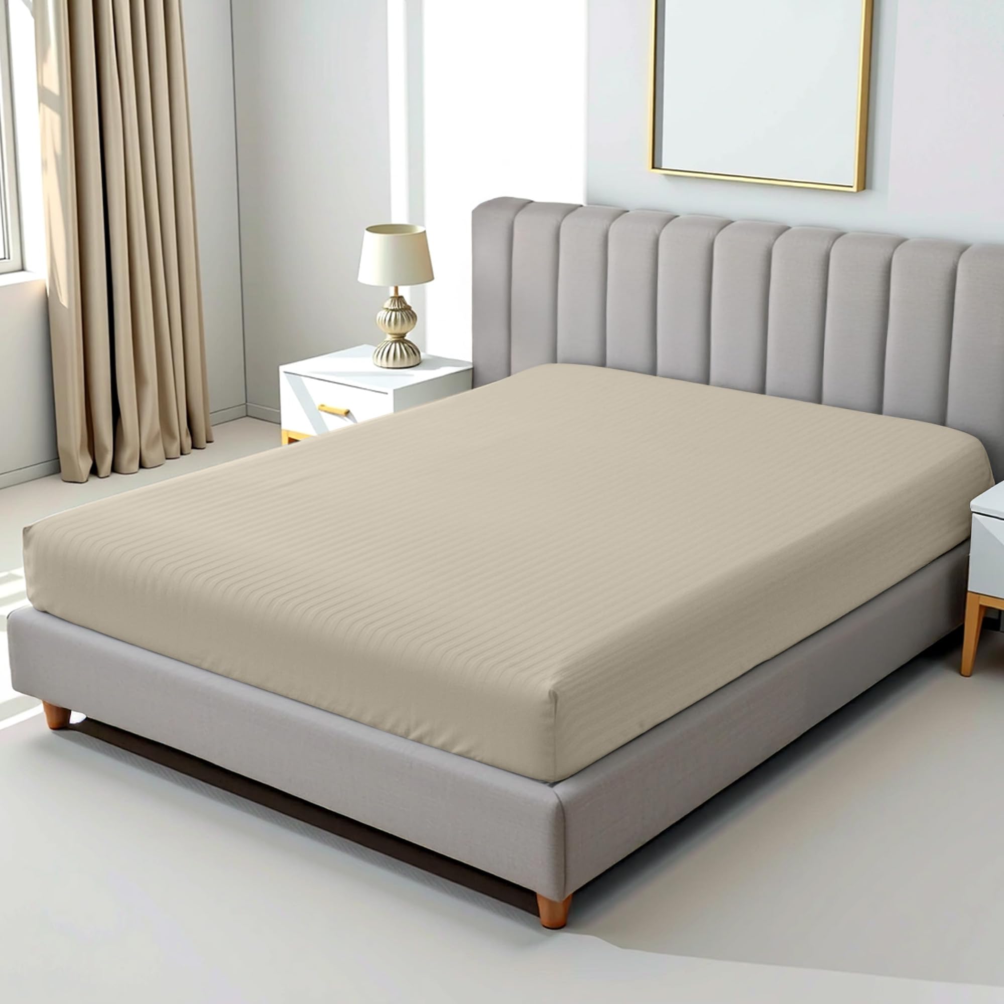 Hotel Linen Klub Stone King Size 200 X 200 + 30 cm Hotel Linen Fitted Bed Sheet