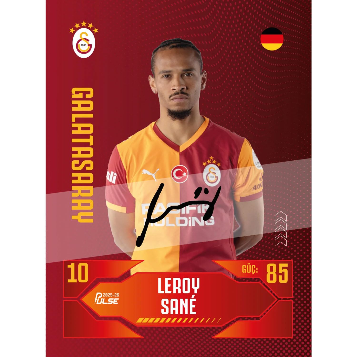 Galatasaray Cimbom Pulse Lot de 10 Cartes de Football à Collectionner 2025/2026 avec 1 Carte signée numérique – Articles de Fan Boîte à Collectionner – Osimhen Icardi Sané