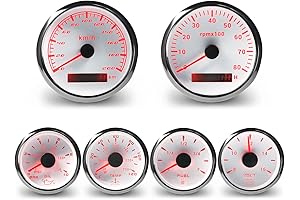 WATERWICH 6 Gauge Set with GPS Speedometer Tachometer Oil Pressure Water Temperature...