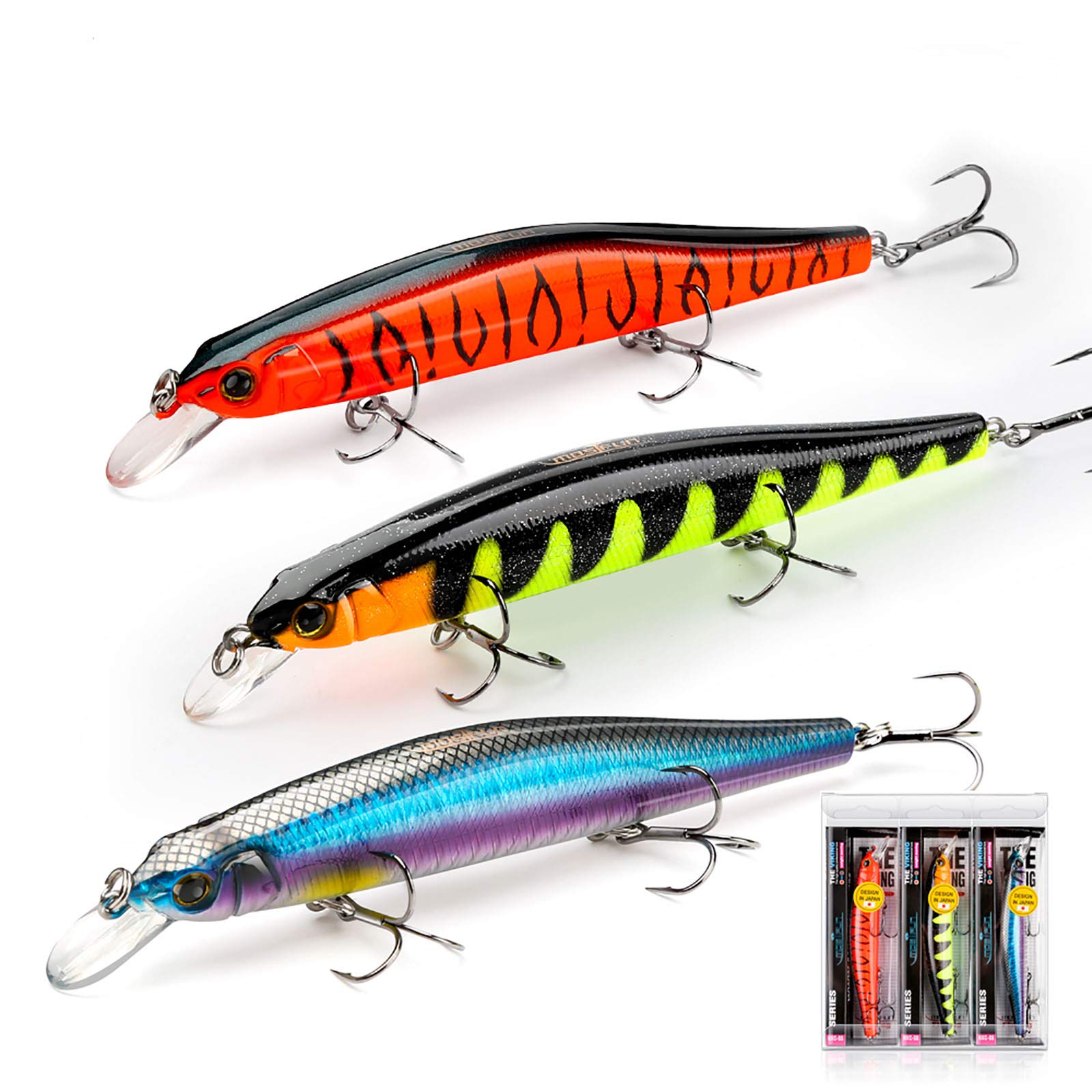 Mostfun Wobbler Set of 3 Natural Minnow Artificial Bait Predatory Fish Pike Bait Fishing Lure Set for Trout Perch