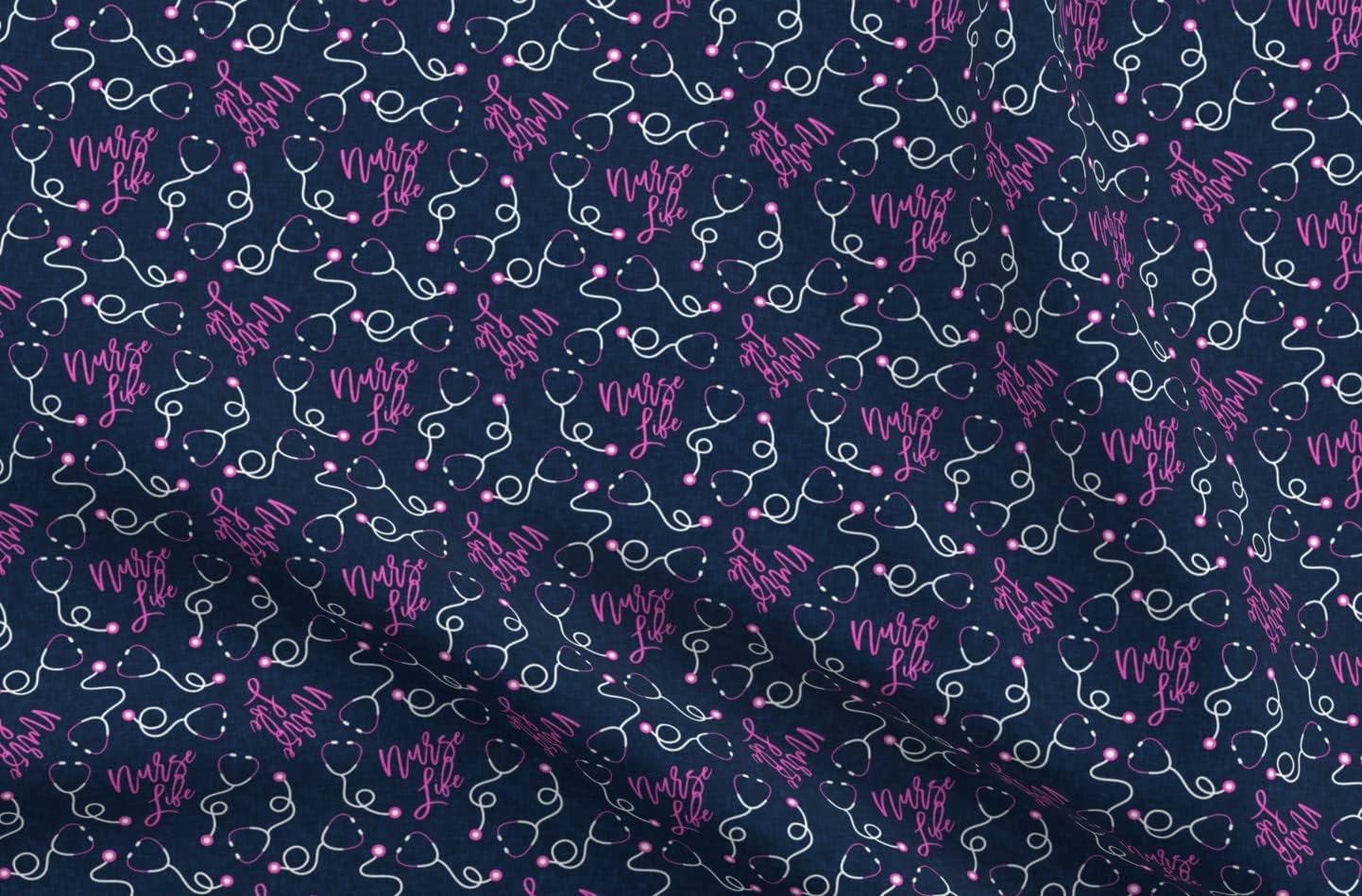 Spoonflower Fabric - Nurse Life Pink Blue Nursing Doctor Medical Heart Health Stethoscope Printed on Minky Fabric by The Yard - Sewing Baby Blankets Quilt Backing Plush