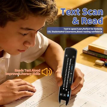 Translation Pen & Scan Reader Pen for Dyslexia & Language Learning & Learning Difficulties, Language Translator Pen & Reading Pen Scanner, Text to Speech Device for 142 Languages, Grey