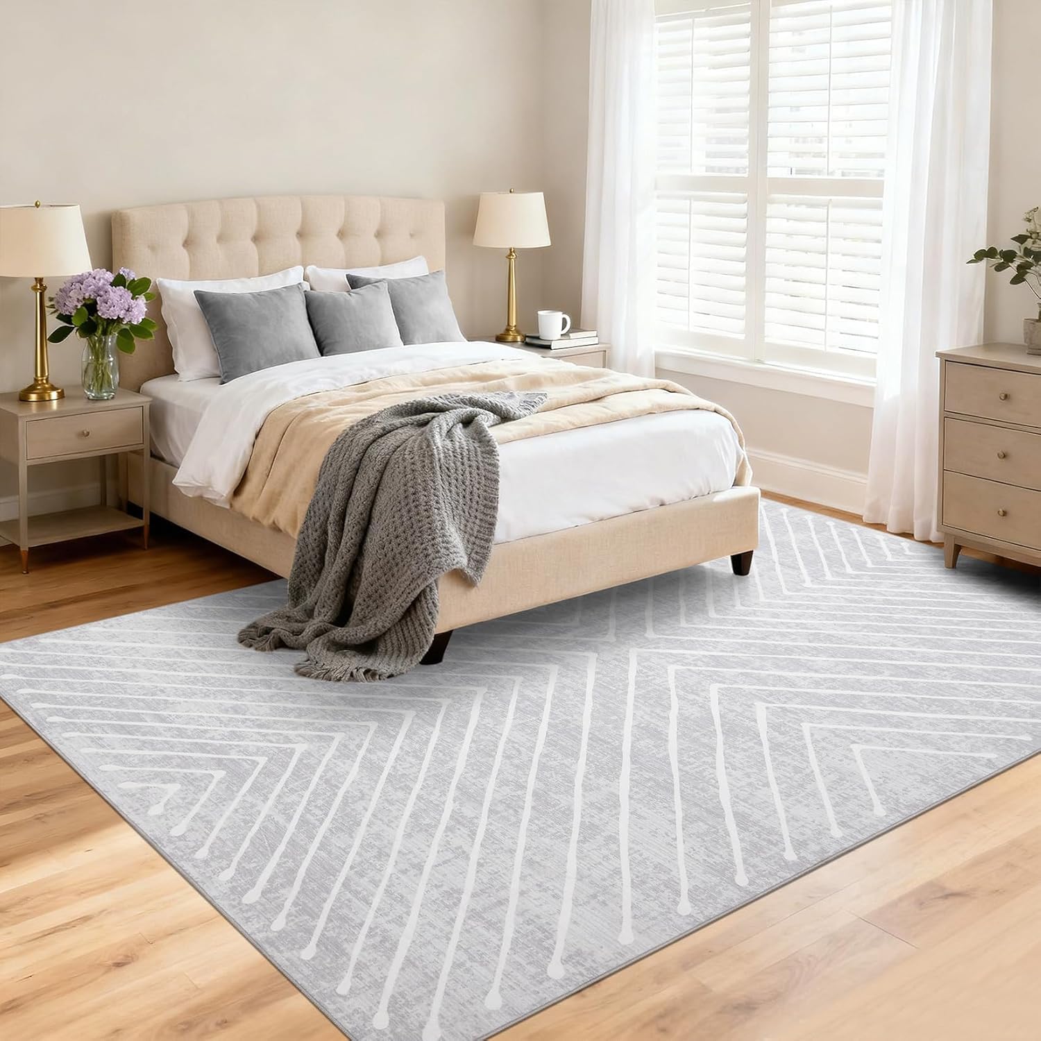 Tapis de salon moderne géométrique 200x290 grand tapis chambre lavable et antidérapant