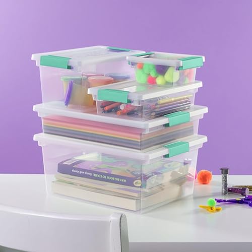 Miniatura 4 de Sterilite Paquete de 12 cajas de clip, contenedores apilables de plástico transparente con tapas de cierre, mini contenedores de almacenamiento