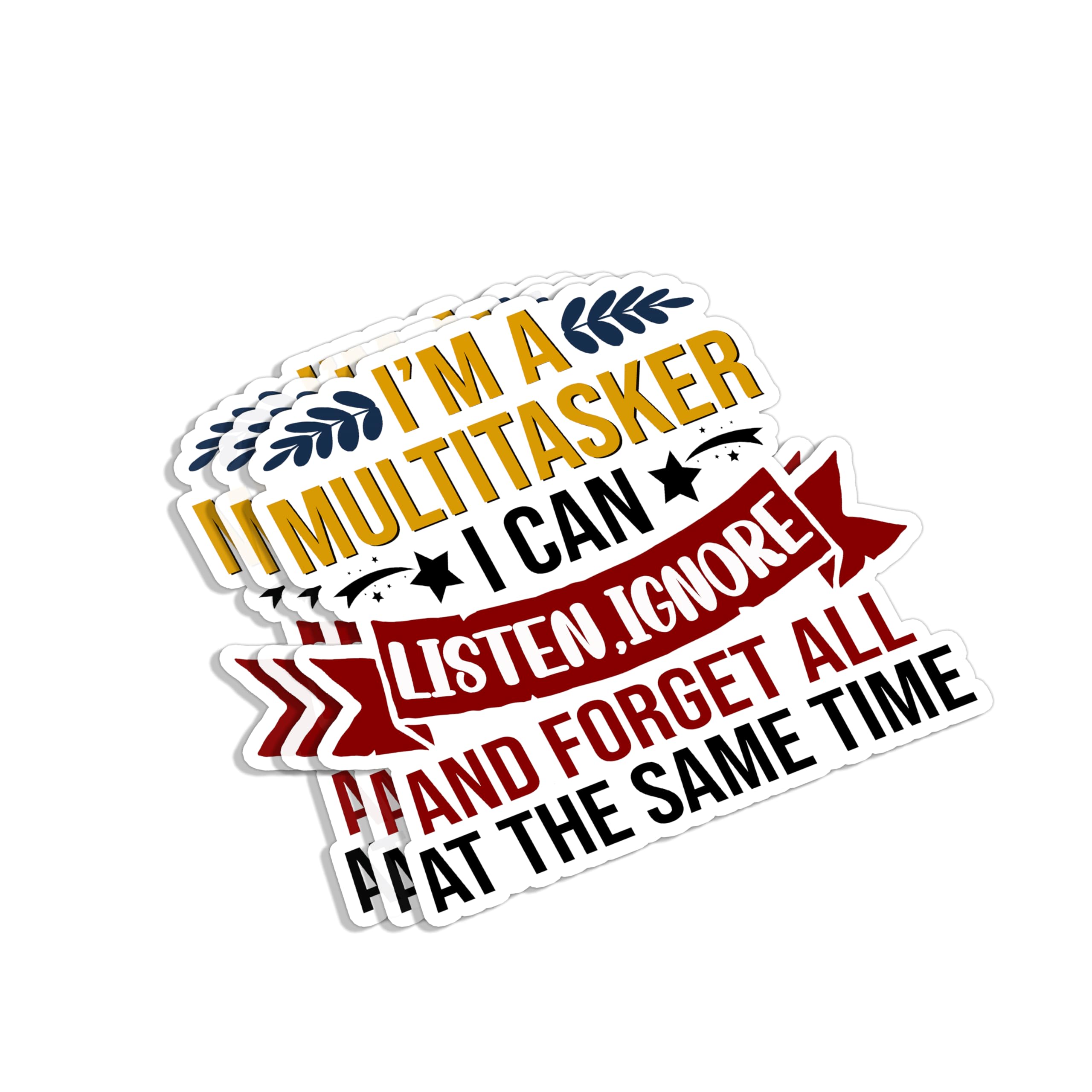 Photo 1 of (3Pcs) I'm A Multitasker I Can Listen Ignore and Forget All at The Same Time Sticker Funny Sarcastic Sayings Humorous Vinyl Decal for Tumbler Laptop Water Bottles Books Phone - Size 3x2.8 Inches
