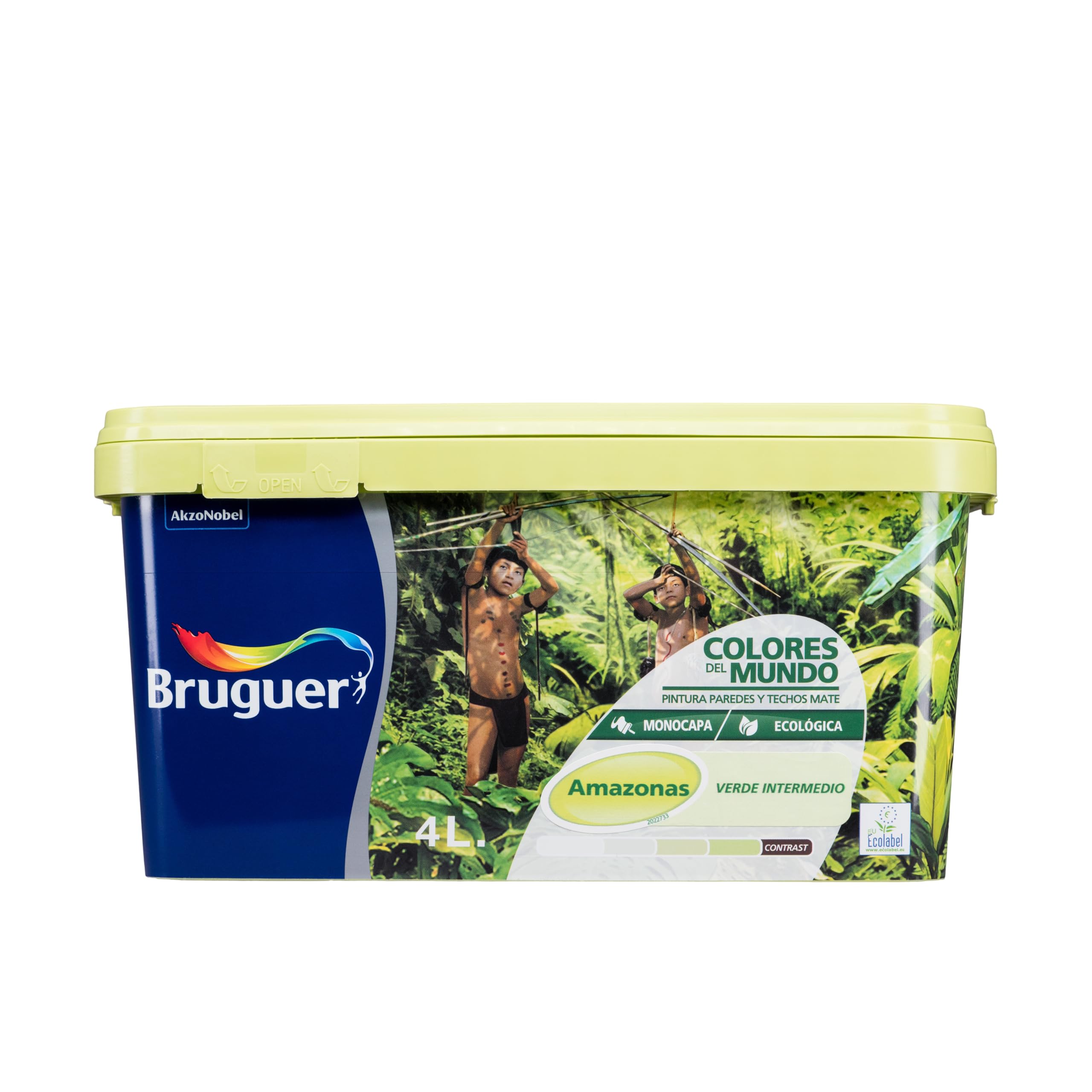 Bruguer Colores del Mundo Pintura para paredes monocapa Amazonas Verde Intermedio 4 L