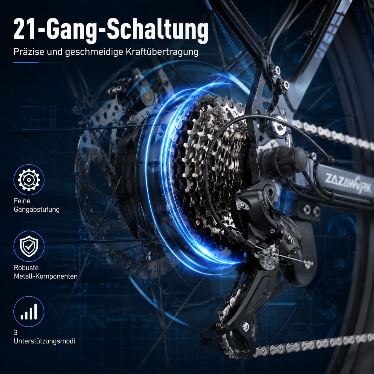 E-Bike 250W Motor 25km/h, 100-120km Reichweite 48V15AH Akku, 21-Gang Mountainbike mit Federgabel & Hydraulikbremsen, EBike Herren Damen, Elektrofahrräder für Stadt & Gelände