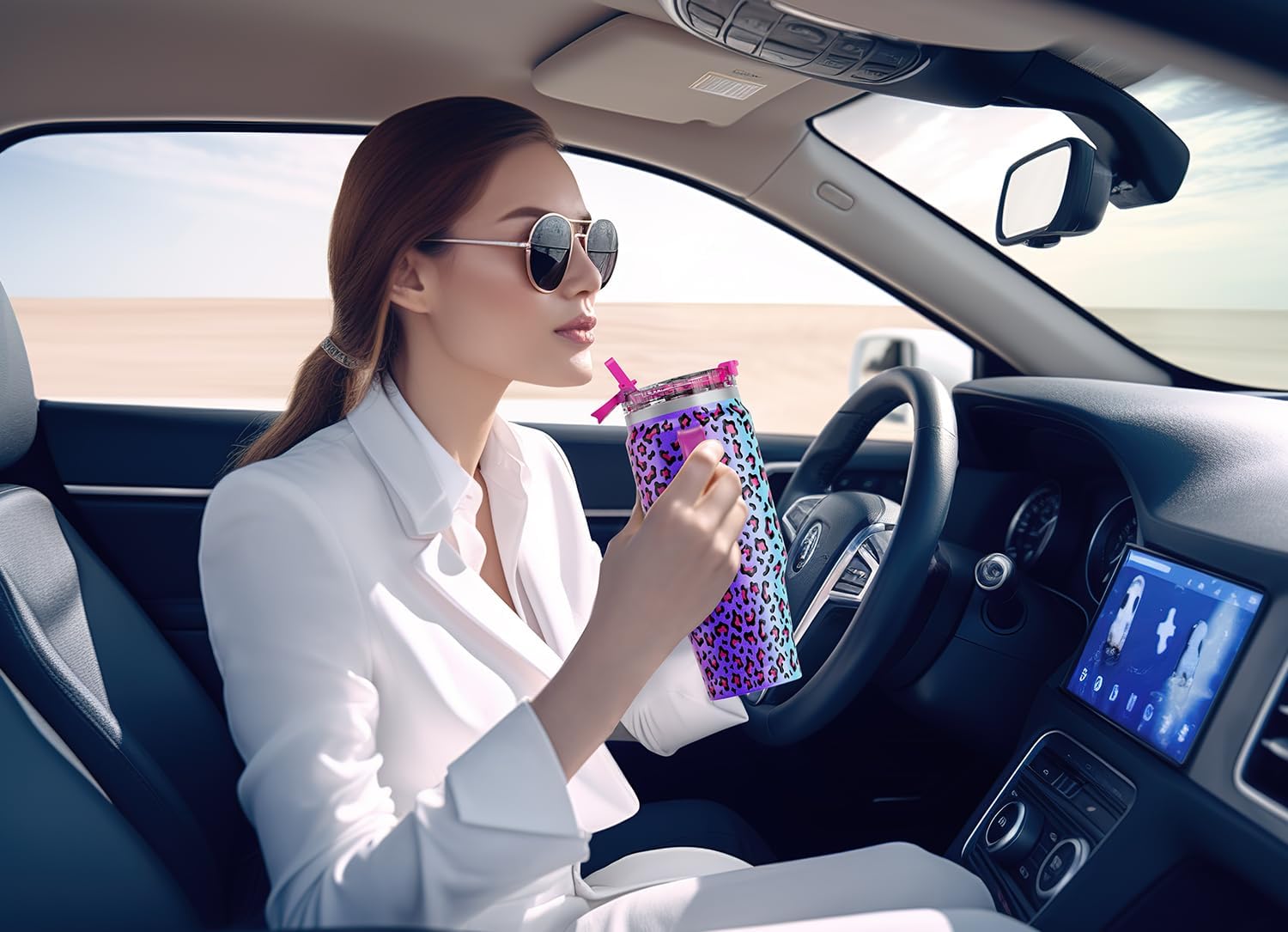 Meoky 32 oz Tumbler with Handle, Insulated Tumbler with Lid and Straw, Stainless Steel Travel Mug, Keeps Cold for 24 Hours, 100% Leak Proof, Fits in Car Cup Holder (Celebration) - Image 5