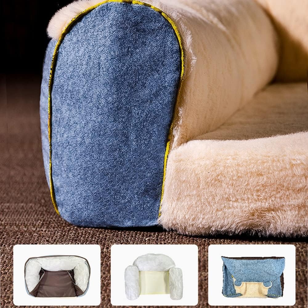 Pet Bed Cat Sofa Calming Fluffy Pet Mat Anti-Slip Bottom Cat Bed Anxiety Relief Soft Dog Cat Pet Bed,65x45x23cm