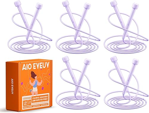 Paquete de 5 cuerdas de saltar ajustables para fitness y ejercicio, cuerda de saltar ligera de PVC para hombres, mujeres y niños, sin enredos para