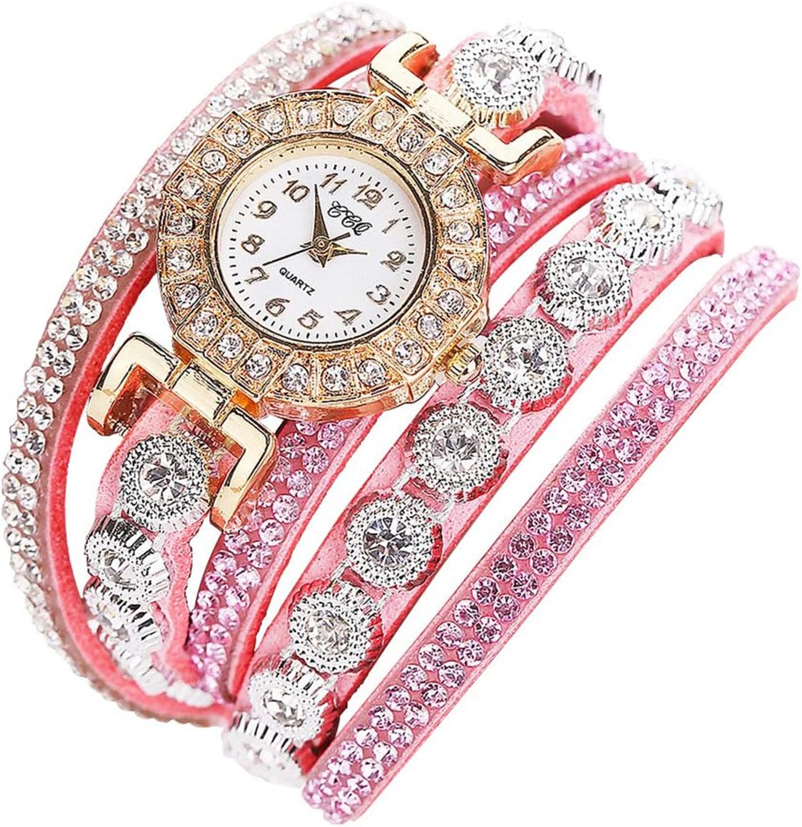 CdyBox Fashion Women Lady Analog Quartz Rhinestone Watch Bracelet Winding Wrap Wristwatches (4 Pack) - Image 3