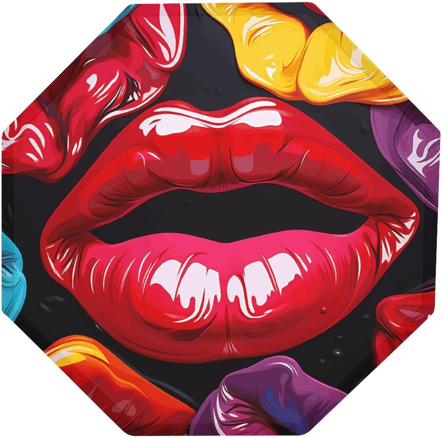 Ctagon Metal Sign for Home, Modern Display Plate for Kitchen, Colorful Lips Plates Accent Hanging Wall Decorations 3PCS for Living Room, Bedroom, Hallway, Hotel